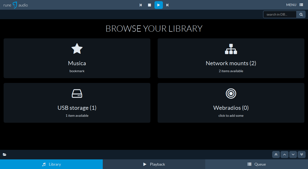 RuneUI - Library new home screen