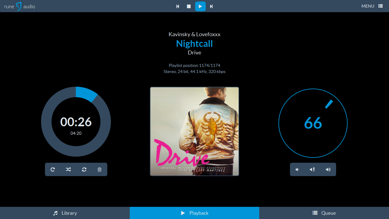 RuneUI - Playback main screen