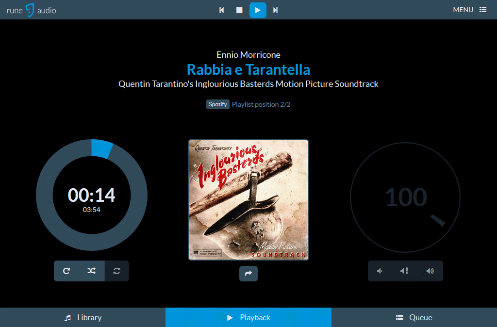 Spotify integration in RuneAudio 0.3-beta